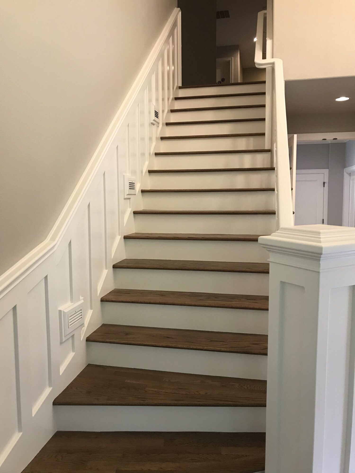 Custom staircase with wainscoting — Portland Oregon home remodel