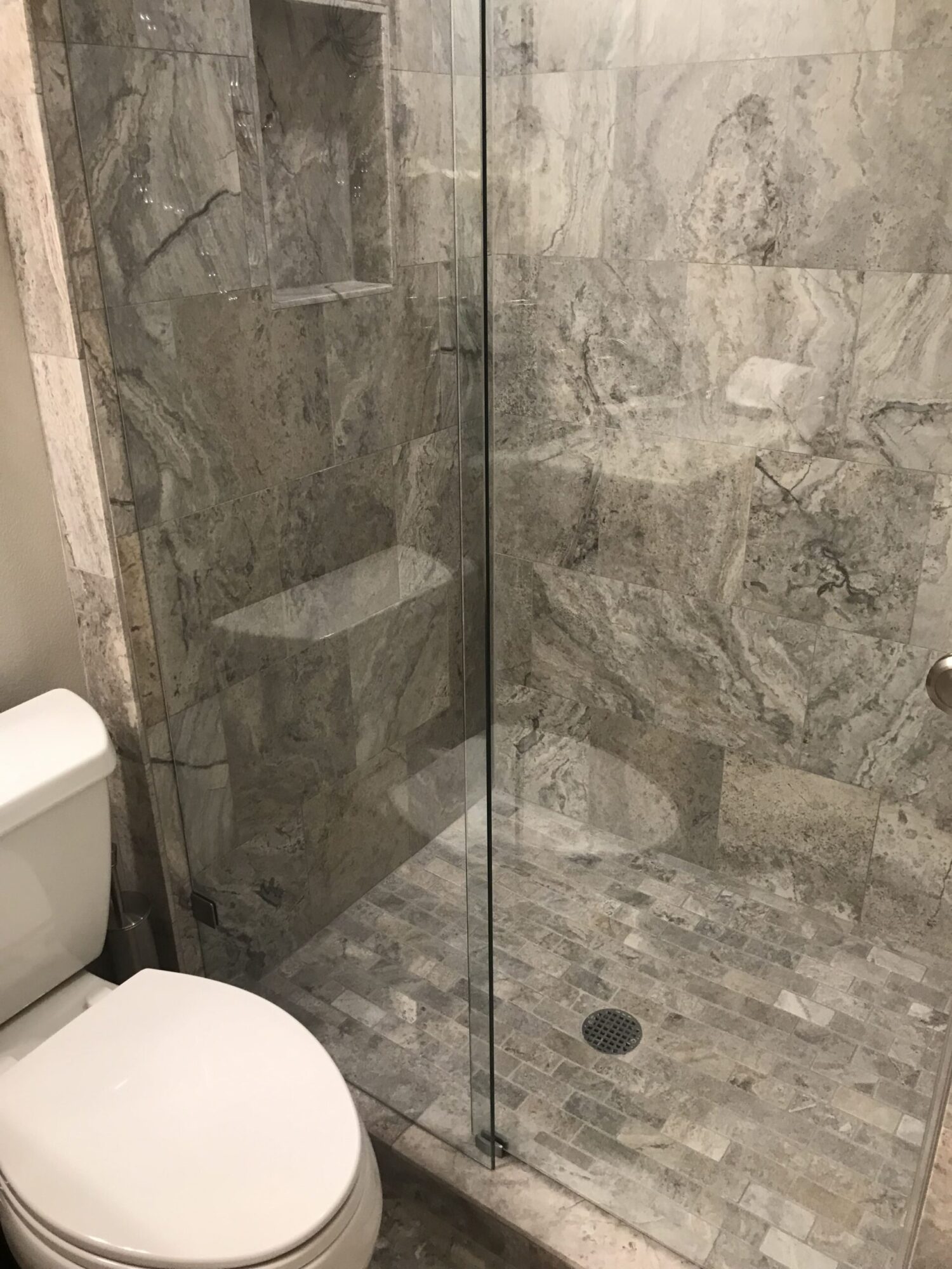 Custom walk-in shower with tile work — Lake Oswego bathroom remodel